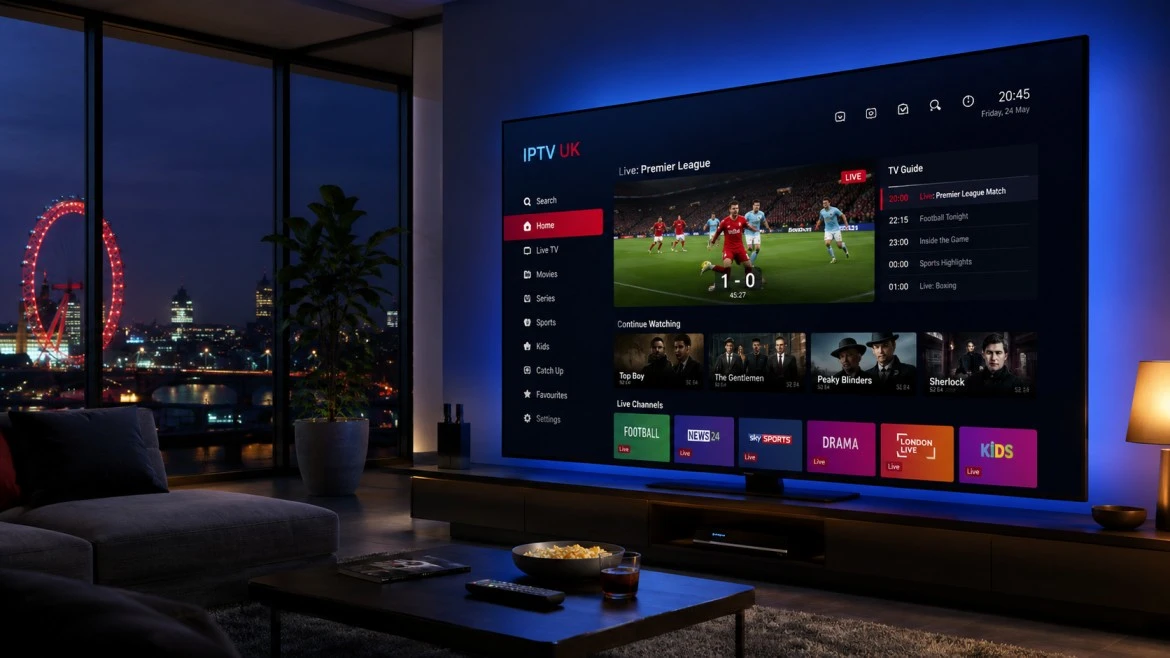 IPTV United Kingdom channel guide — BBC, ITV, Sky Sports, 50,000+ live UK channels on electronic programme guide
